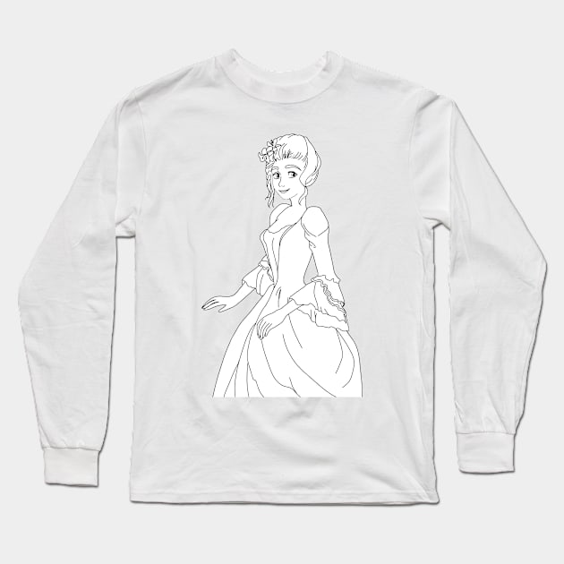 rococo cartoon portrait Long Sleeve T-Shirt by dreamtravel